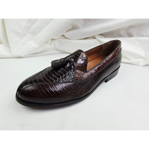 Stacy Adams Genuine Snake Size 9M Mens Brown Slip On Tassel Accent Loafers NIB main image 7